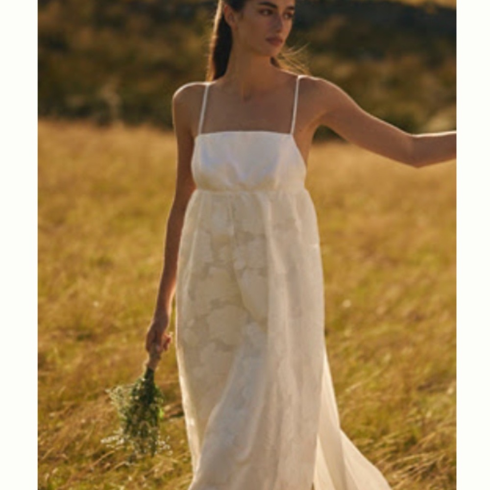 BHLDN FLORAL BURNOUT JACQUARD APRON MAXI DRESS